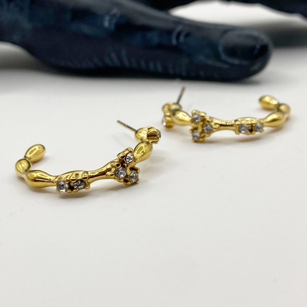 NEW Gold & Crystal Accent Hoop Earrings